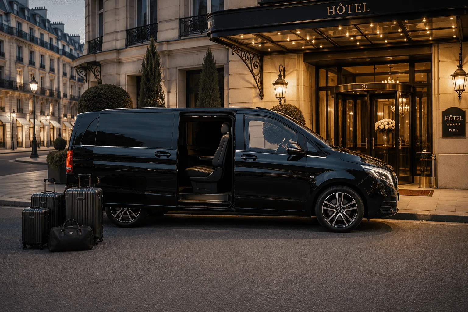 Black Mercedes Vito — Disneyland Paris transfer 9 seats