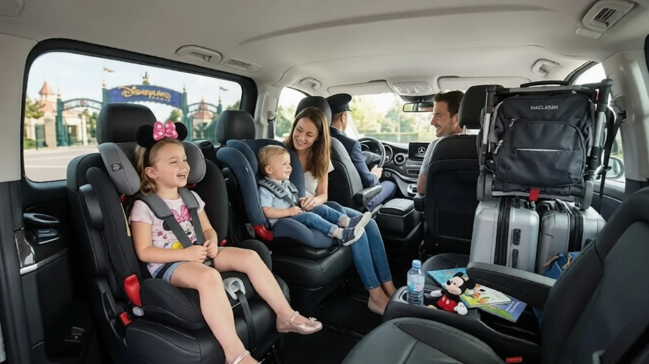 Private CDG to Disneyland Paris transfer Mercedes van family