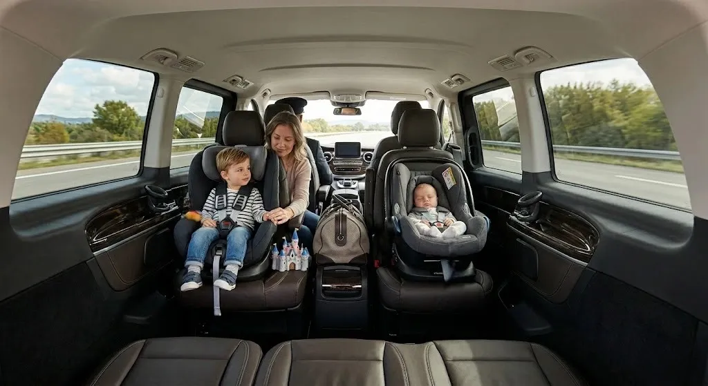 Mercedes van interior family transfer Disneyland Paris